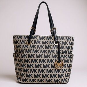 Michael Kors Monogram Black and Tan Tote